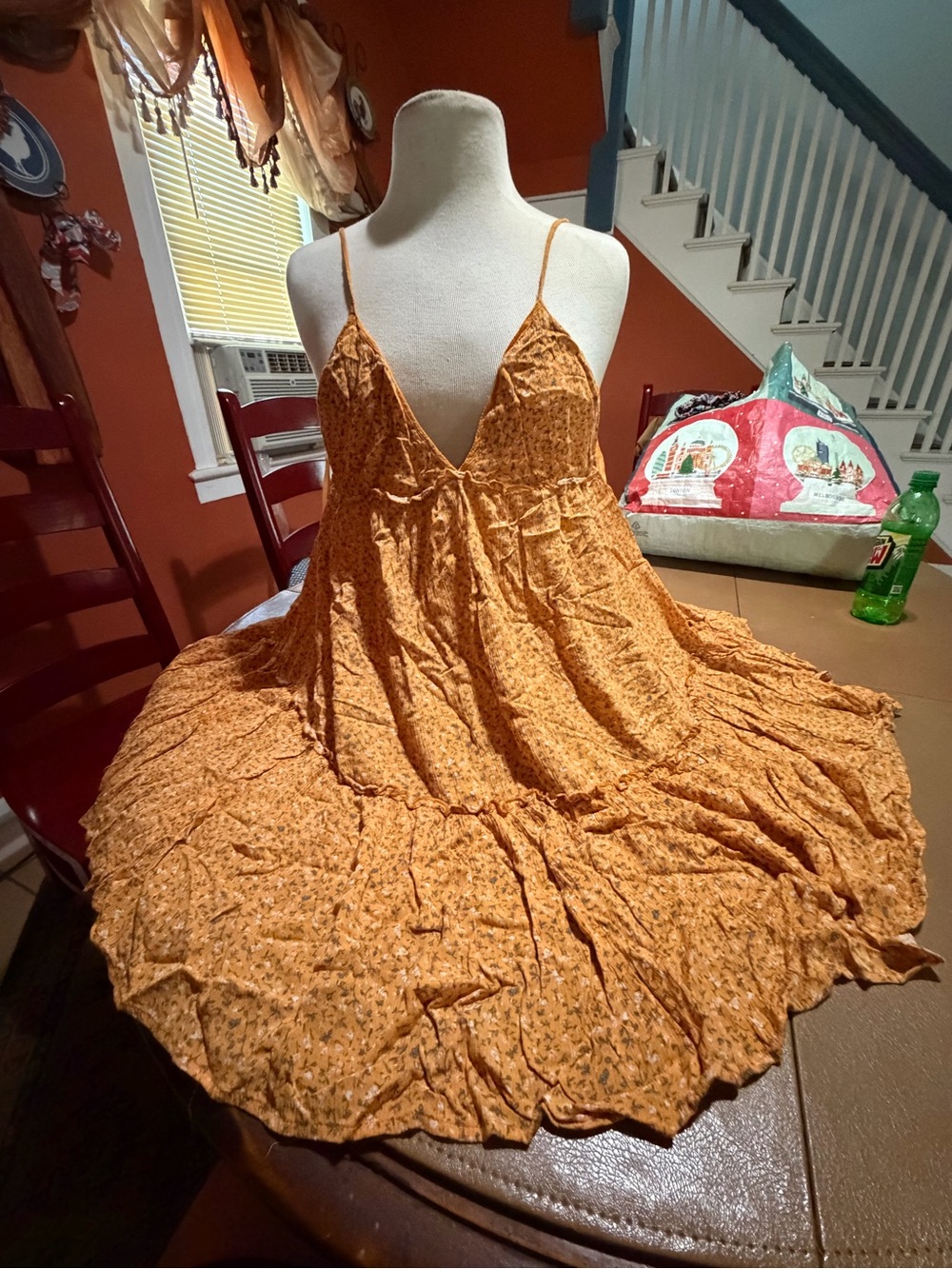 wild fable yellow Floral Tiered Spaghetti-Strap Maxi Dress